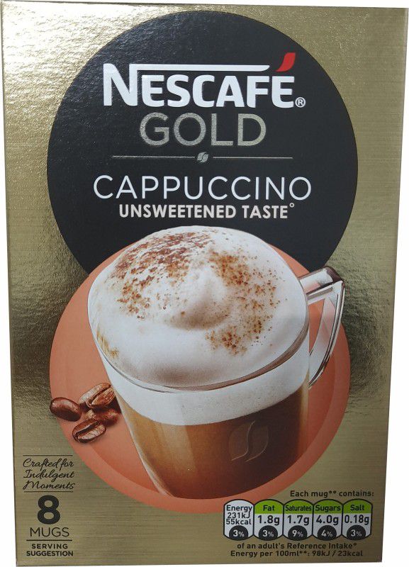 Nescafe Gold Cappuccino Unsweetened Taste Instant Coffee Sachets (8 x 14.2g), 113.6g Instant Coffee  (113.6 g)