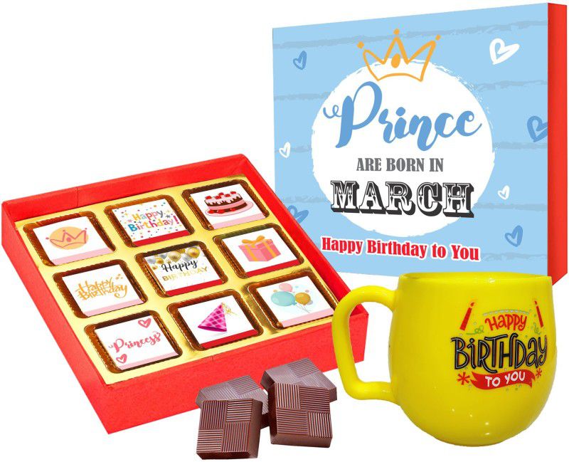 Chocoloony Princess Birthday Chocolate Box With Birthday Mug for Brother, Boy, Boyfriend Combo  (9 Chocolate Pcs, 1 Mug)