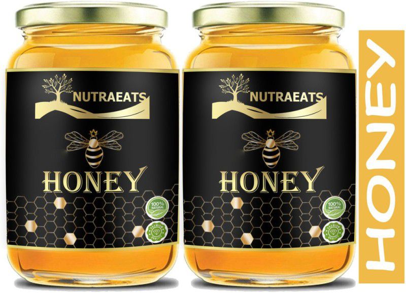 NutraEats Raw Honey Unprocessed Unpasteurized Pure natural organic honey for weight loss (HG27) Premium  (2 x 500 g)