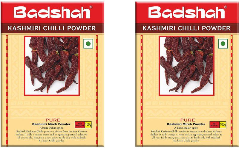 BADSHAH Kashmiri Red Chili Powder | Natural And Fresh Lal Mirch Powder | No Preservative  (2 x 100 g)