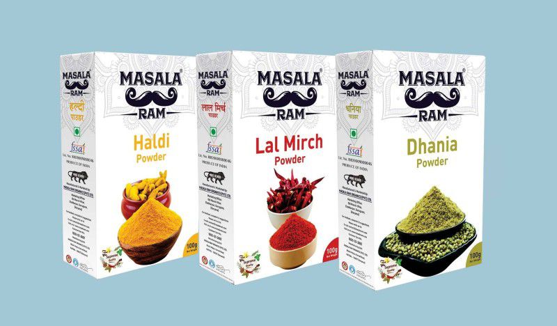 Masala Ram Haldi, Mirch, Dhania Powder Combo (3x100gm Each),Basic Combo  (3 x 100 g)