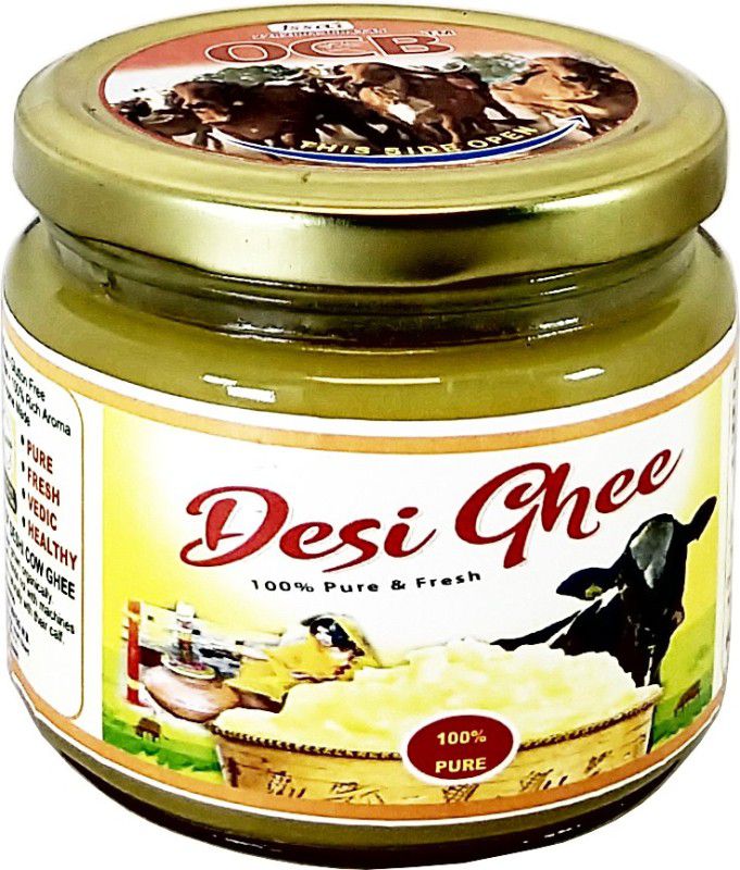 OCB Desi Ghee Grass Fed Cow A2 Ghee (Village Made Desi Cow Milk) Ghee 250 g Glass Bottle