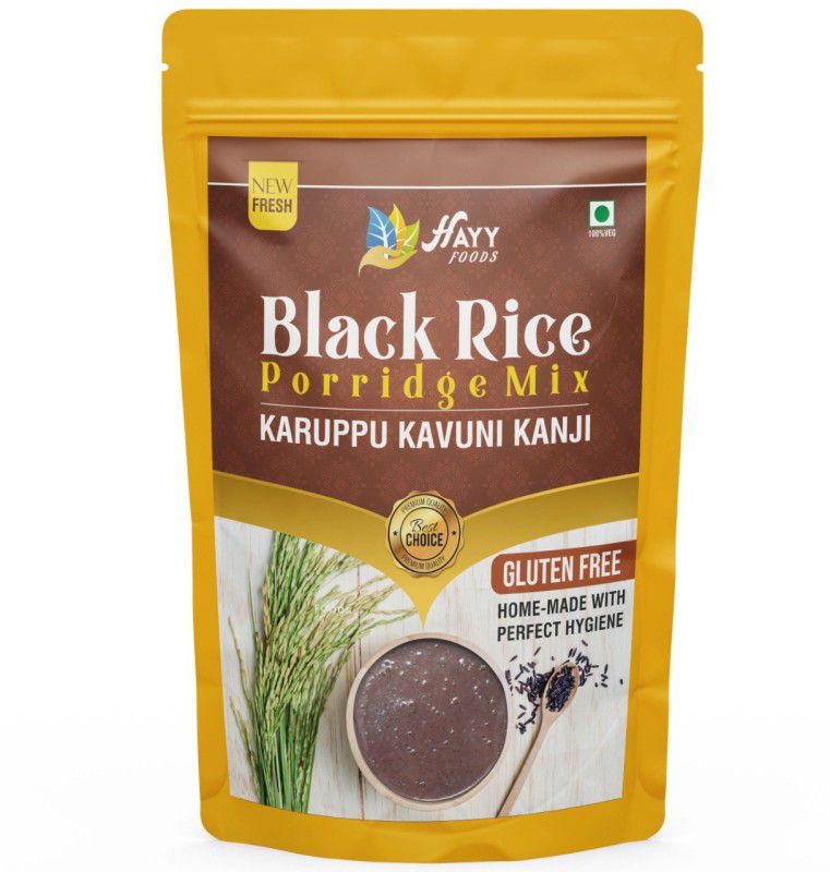 HAYYFOODS Hayy Black Rice /Unpolished Forbidden Rice Porridge Mix (Karuppu Kavuni Kanji Powder) (Weight Loss Mix) (Kaikuthal Rice) ,500g - pack of 1 500 g
