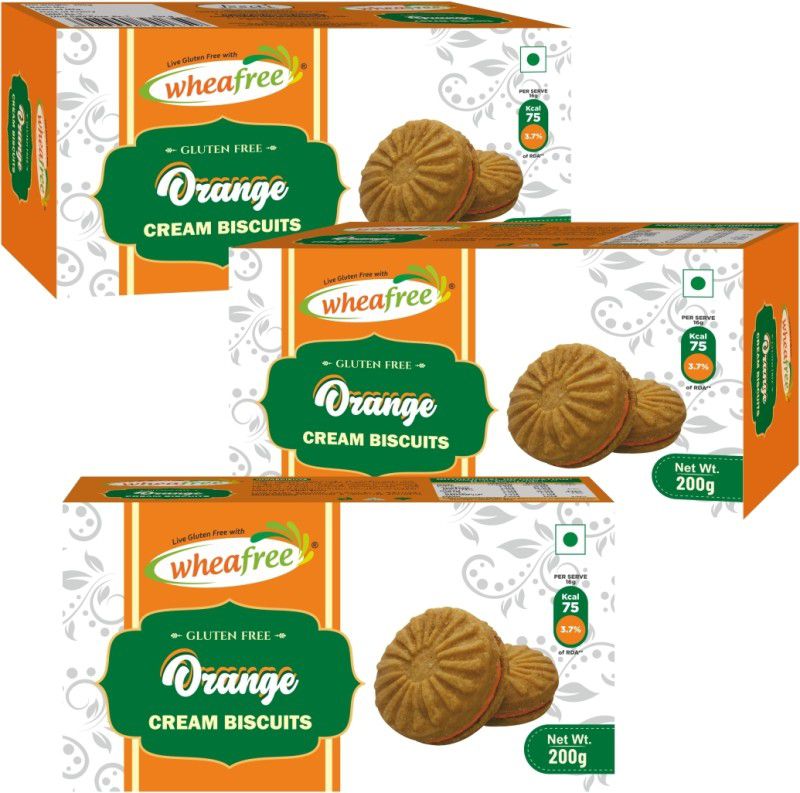 Wheafree Gluten free Orange Cream Biscuits Pack of 3 Cream Filled  (600 g, Pack of 3)