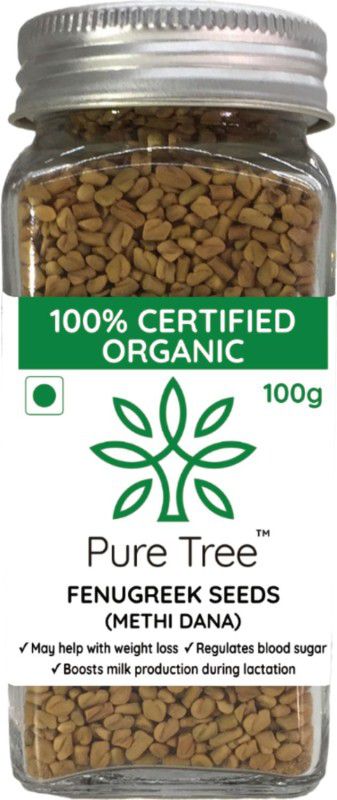 Pure Tree Organic Fenugreek Whole Seeds Methi Dana in Glass Bottle  (100 g)