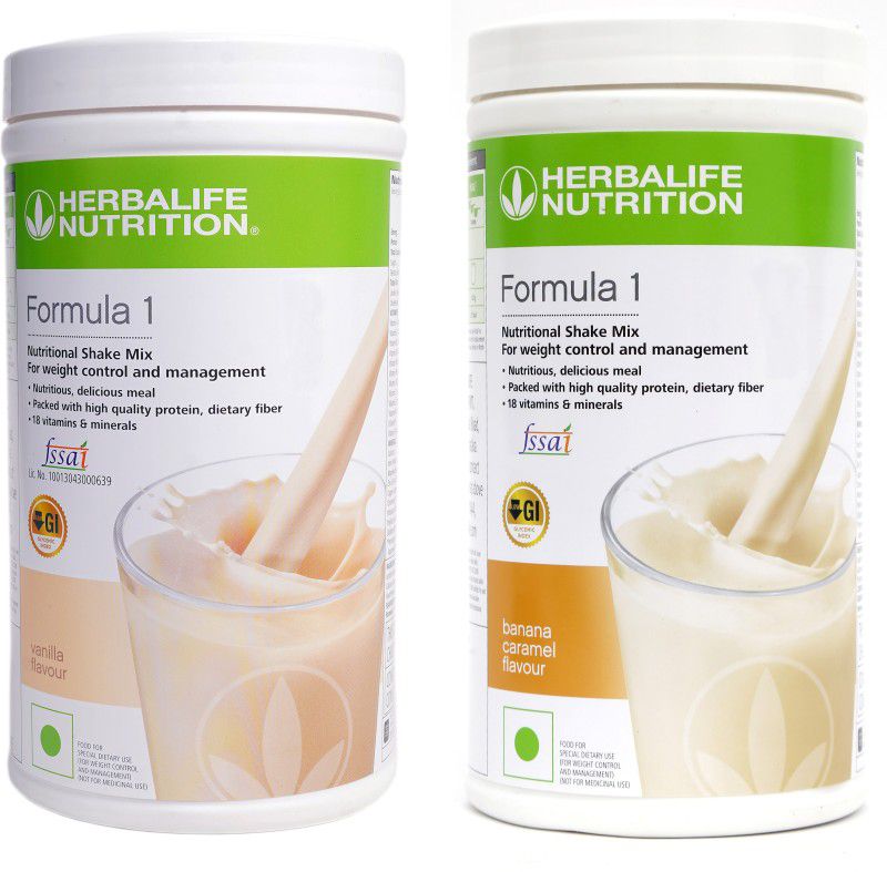 HERBALIFE Formula 1 Nutritional Shake Mix - Vanilla Flavor & Banana Caramel Flavor For Weight Loss Combo Pack Of 2 PCS Combo  (500 gram)