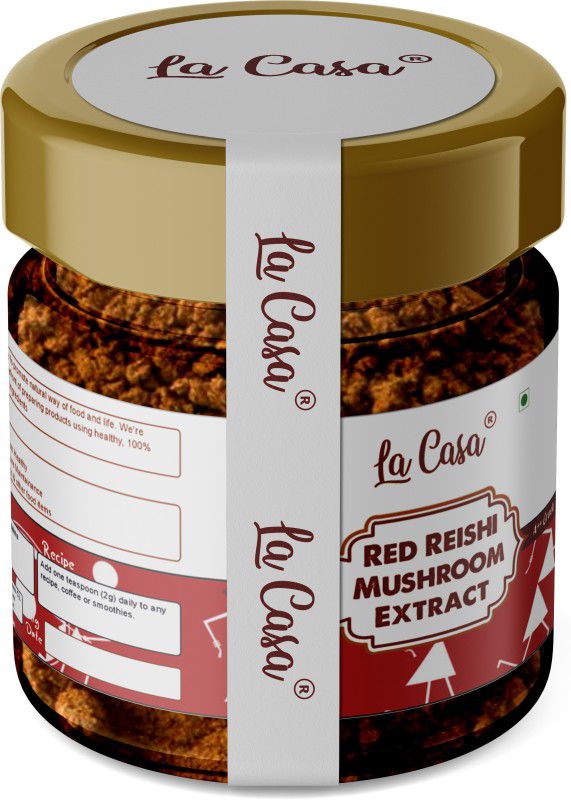 La Casa Red Reishi Mushroom Extract Powder | Pack of 1 | Natural Immunity Booster | Adaptogen, Anti-Oxident, Anti-Inflammatory | Herbal Supplement | Recipes, Coffee, Smoothies | Organic Ganoderma Lucidum  (25 g)