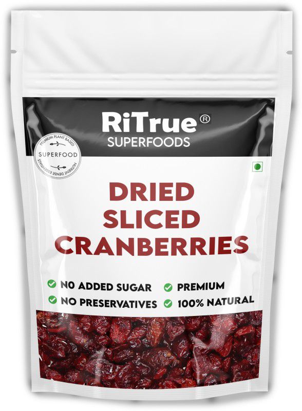 RiTrue 400 Gm Dried Sliced Cranberries dry fruit - NO added sugar & NO preservatives Cranberries  (400 g)