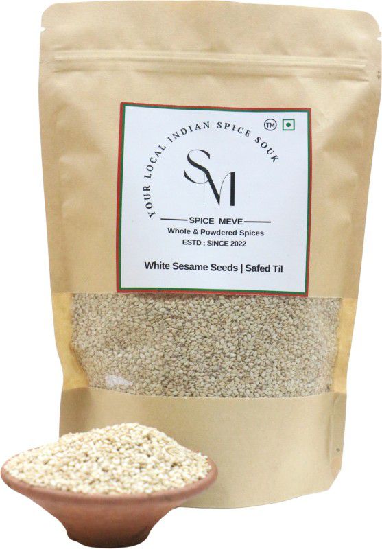 Spice Meve White Sesame Seeds | Safed Til | Excellent Source of Fiber  (500 g)