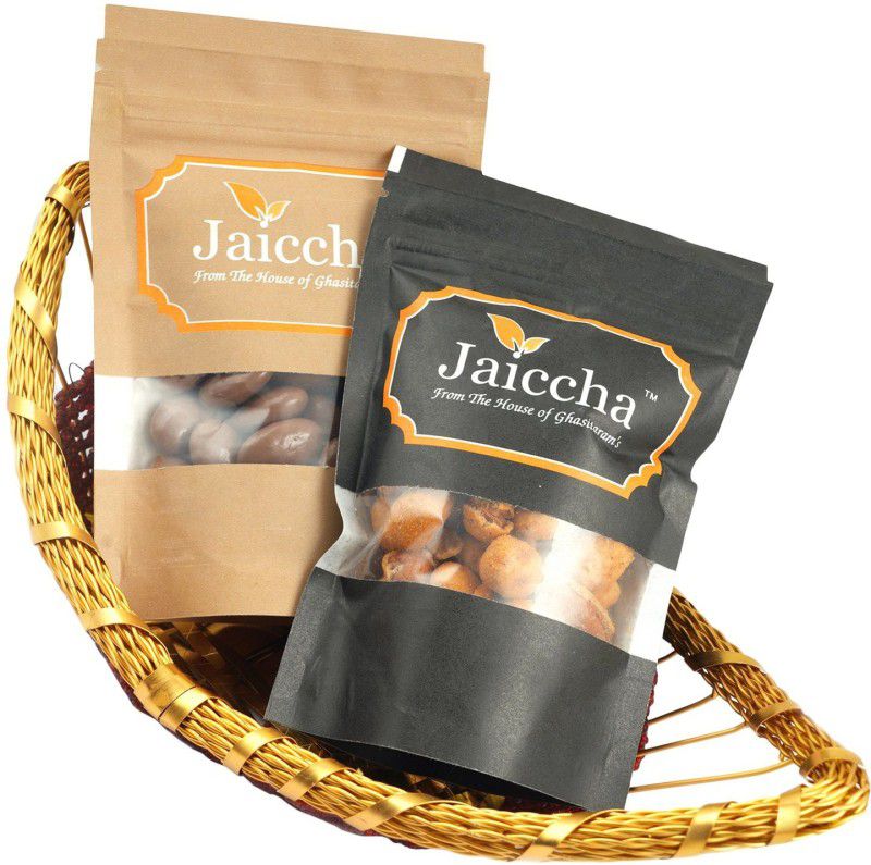 Jaiccha Boat Basket of Protein Cashews and Chocolate Coated Almonds Combo  (200 g)