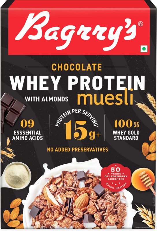 Bagrry's Protein Muesli with Whey Protein, Almonds and Oats Box  (500 g)