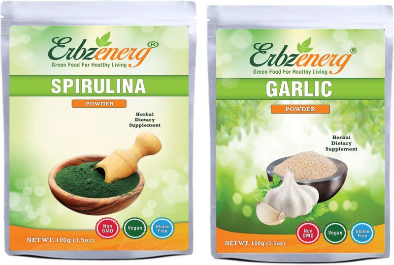 Erbzenerg Spirulina Powder and Garlic Powder Combo Pack Combo  (200 g)