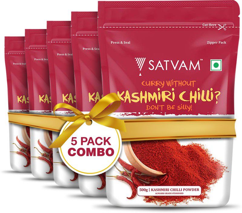 Satvam Kashmiri Chilly Powder (5 × 500 g)|(Pack of 5)  (5 x 500 g)
