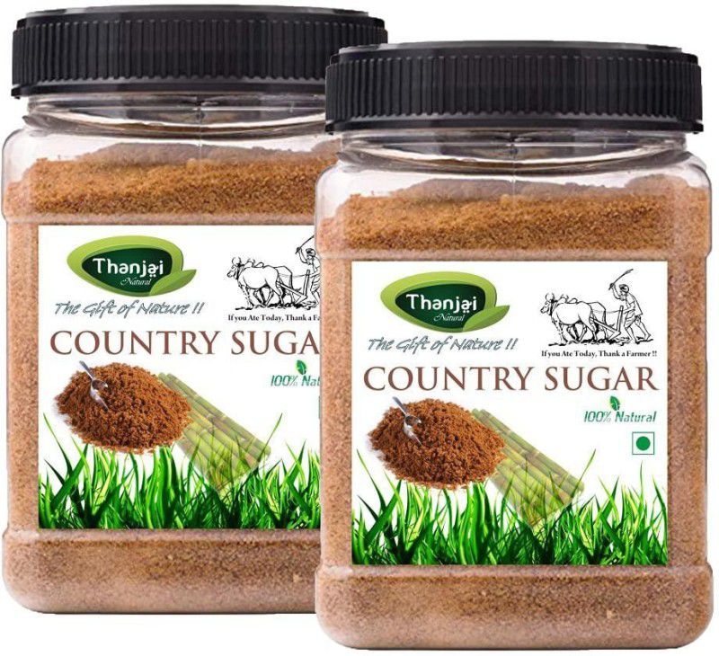 THANJAI NATURAL 2kg Jar Sugarcane Jaggery Powder / Country Sugar / Nattu Sakkarai - Organically Processed 100% Natural / Powder Jaggery  (2 kg, Pack of 2)