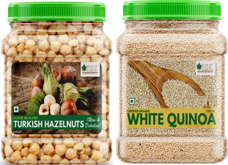 Bliss of Earth Combo Of Turkish Hazelnuts (500gm), Raw & Dehulled, Healthy & Tasty And Organic White Quinoa (700gm) Organic for Weight Loss, Raw Super Food (Pack Of 2) Combo  (500gm, 700gm)