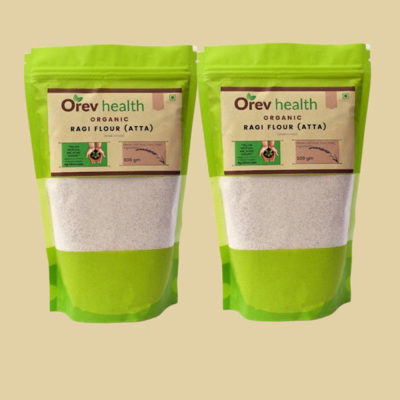 Orev Health Organic Ragi Flour - 1Kg (500gm * 2pack)  (1 kg, Pack of 2)