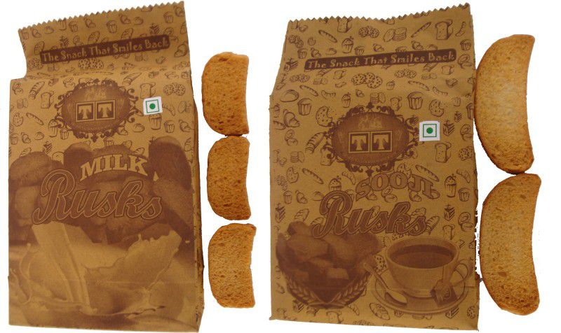 TT Handmade SOOJI RUSK AND MILK RUSK Cookies (PACK OF 12) NA flavored Sooji Rusk  (12 x 312.5 g)