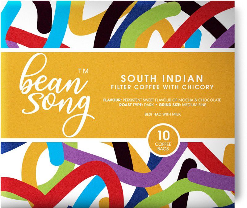 BEAN SONG South Indian Filter Coffee with Chicory Drip Bags (10 Easy Pours) Roast & Ground Coffee  (10 x 10 g)