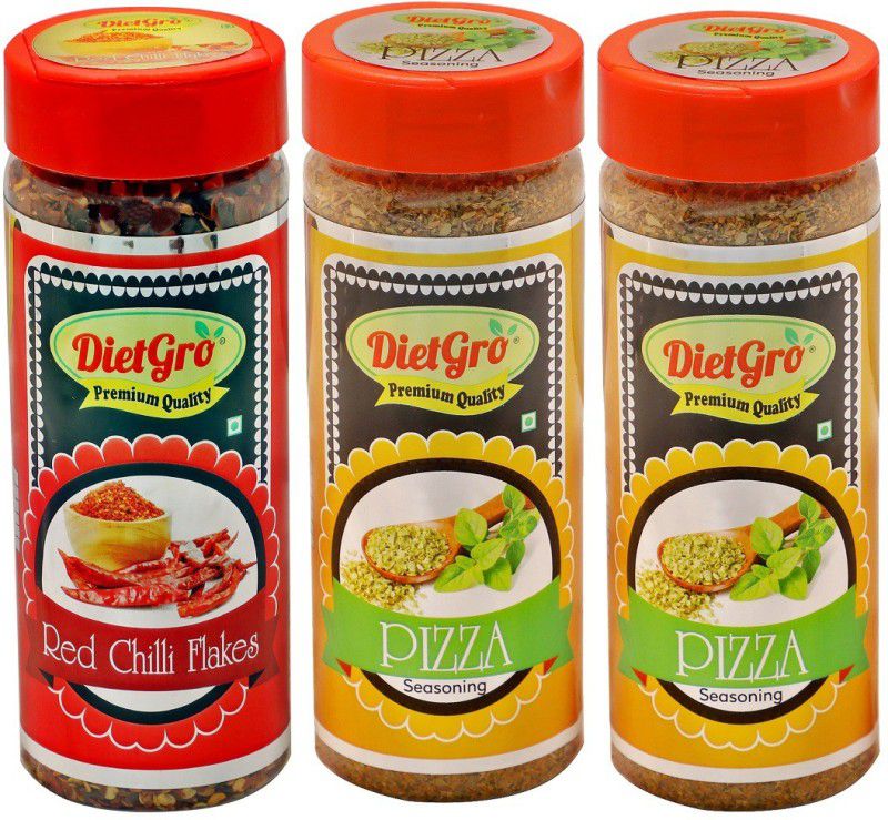 DietGro Best Superior Quality Natural Chilli Flakes (1) & Pizza Seasoning (2) for Regular use (pack of 3)  (420 g)