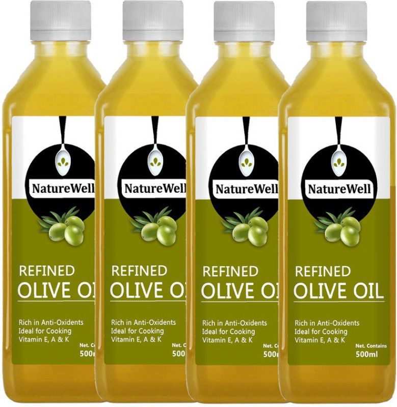 Naturewell Pack of 4 Refined Olive Oil Plastic Bottle Olive Oil Plastic Bottle  (4 x 500 ml)