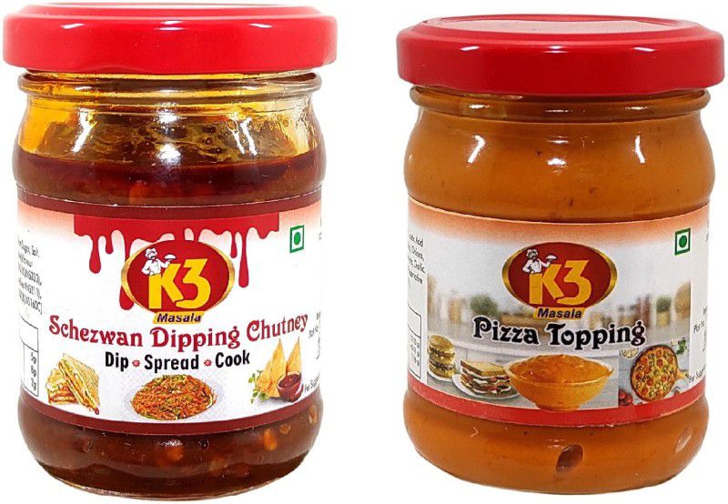 K3 Masala Pizza Topping (100gm) and Schezwan Dipping Chutney (100gm) (Pack of 2) Dip  (200 ml)