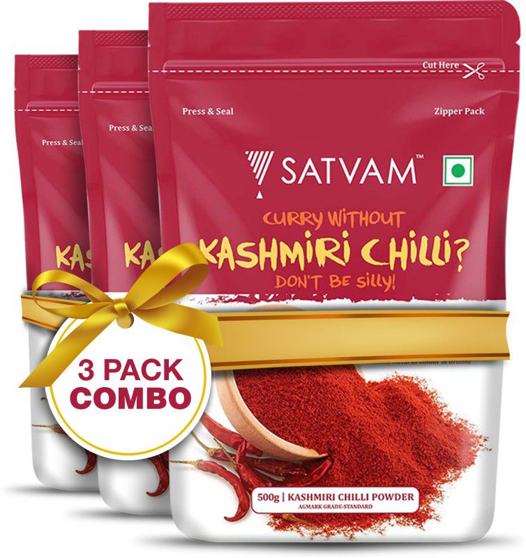 Satvam Kashmiri Chilly Powder (3 × 500 g)|(Pack of 3)  (3 x 500 g)