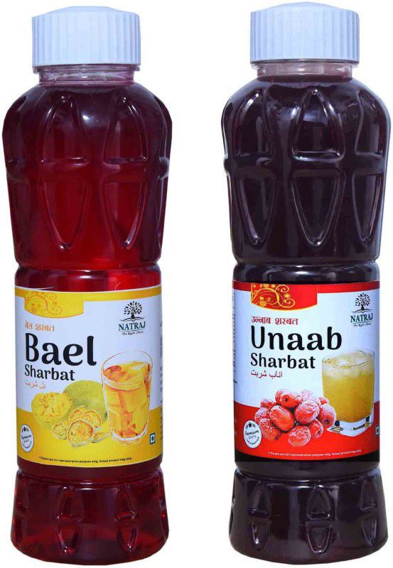NATRAJ The Right Choice Unaab & Bael Sharbat 1500 Ml (Pack of 2 x 750 ml Bottle) BAEL, UNAAB  (1500 ml, Pack of 2)