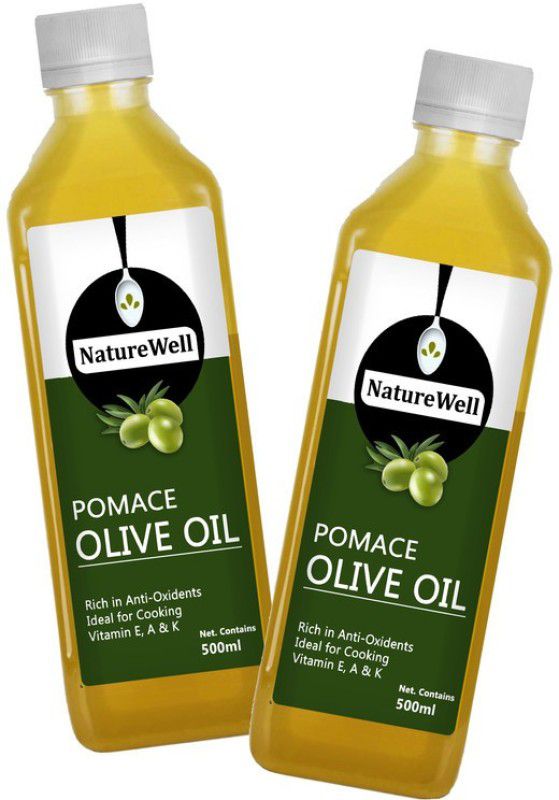 Naturewell Twin Pack of Pomace Olive Oil Plastic Bottle Olive Oil Plastic Bottle  (2 x 500 ml)