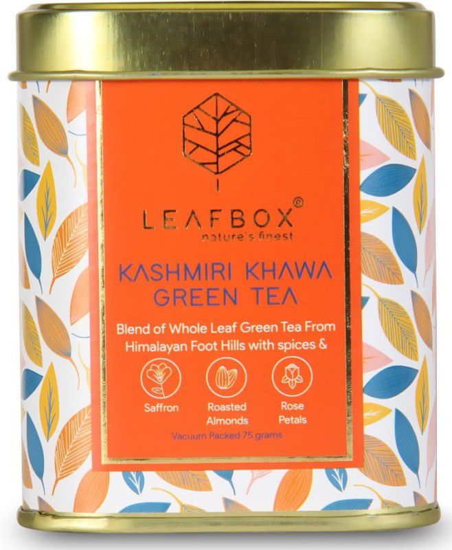 leafbox Kashmiri Khawa Green Tea 75 Grams Loose Leaf Tin Green Tea Tin  (75 g)