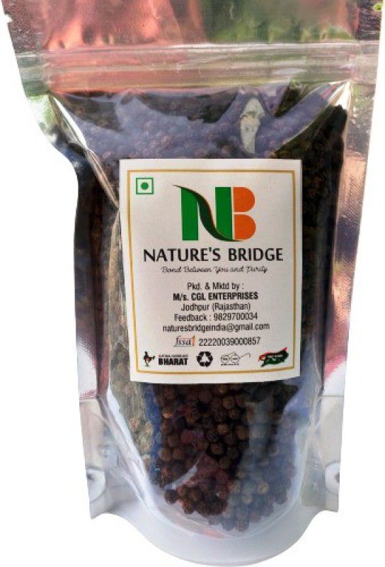 Nature's Bridge Premium Black Pepper Kali Mirch 300 Gm Big Size | Sabut Kali Mirch | Pepper Corn | Whole Spices | Indian Spice | Whole Black Pepper | Unpolished Kalimirch  (300 g)