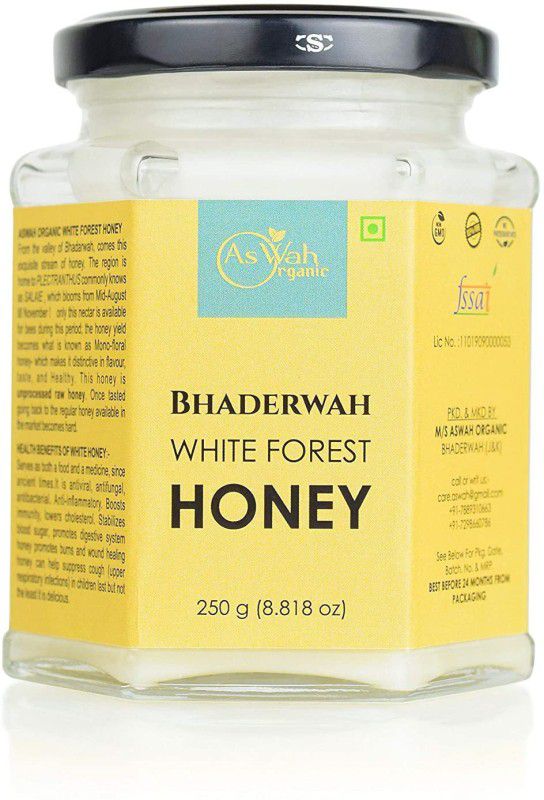 Aswah Organic Bhaderwah White Forest Honey, Creamy,100 % Pure, Unfiltered, Natural  (250 g)