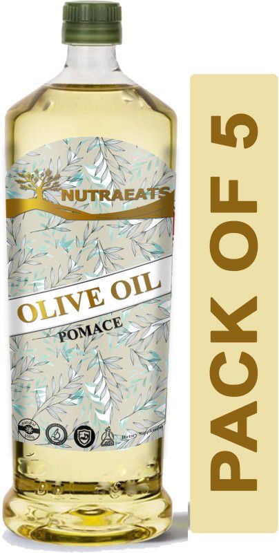 NutraEats Pomace Olive Oil , Jaitun tail ( Combo Pack Of 5 ) Ultra Olive Oil Plastic Bottle  (5 x 1000 ml)