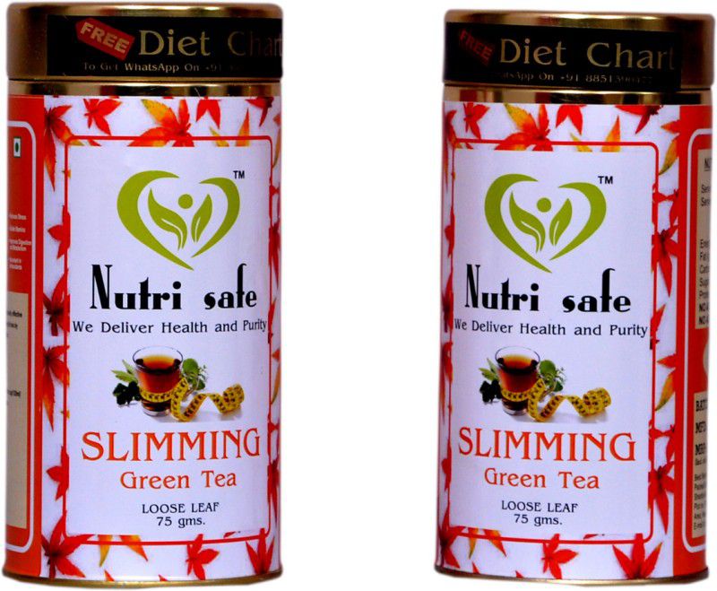 Nutri Safe Green Tea Slimming Tea Pack of 2 for Weight Loss Fat Reduction Improves Digestion And Metabolism, Boost Immunity Slimming Tea Pack75 gms each (Combo Pack) Unflavoured Green Tea Mason Jar  (2 x 75 g)