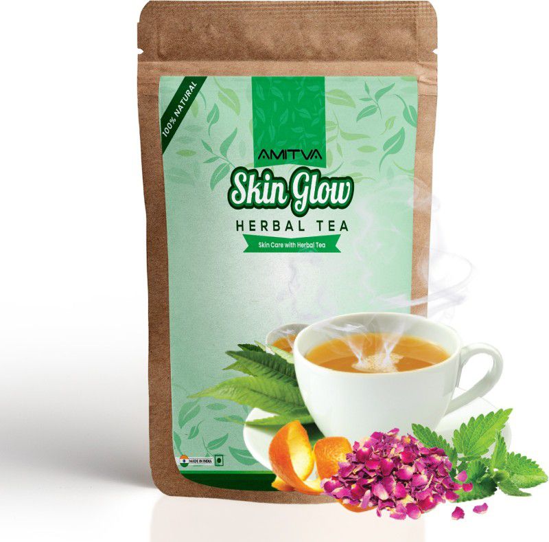 AMITVA Natural Skin Glow Herbal Green Tea for Glowing Hydrated Skin 100g ( 50 Cups ) Herbal Tea Pouch  (100 g)