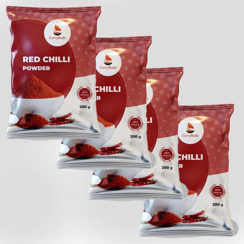 CurryBuds Red Chilli Powder|100% Pure Lal Mirch Powder|No added color no preservative,800g  (4 x 200 g)