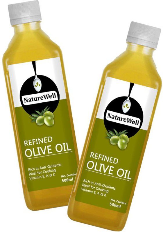 Naturewell Twin Pack of Refined Olive Oil Plastic Bottle Olive Oil Plastic Bottle  (2 x 500 ml)