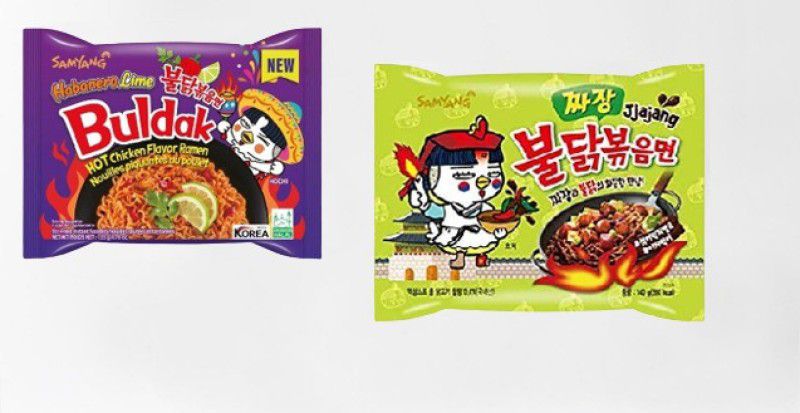 Samyang Buldak Chicken Habanero&O.Jijjang Flavour Korean Noodles(Pack of 2)|(Imported) Instant Noodles Non-vegetarian  (2 x 140 g)