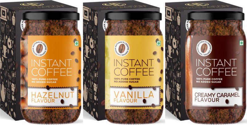 HAYMAN NATURAL'S Instant Coffee Powder with Hazelnut, Vanilla, Creamy Caramel Flavour-No Added Sugar | 100% Pure & Natural Instant Coffee  (3 x 60 g, Hazelnut, Vanilla, Caramel Flavoured)