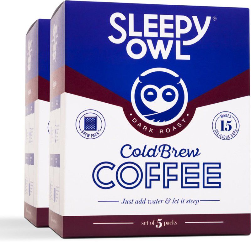 Sleepy Owl Dark Roast Cold Brew Packs (Set of 8) Roast & Ground Coffee  (8 x 50 g)
