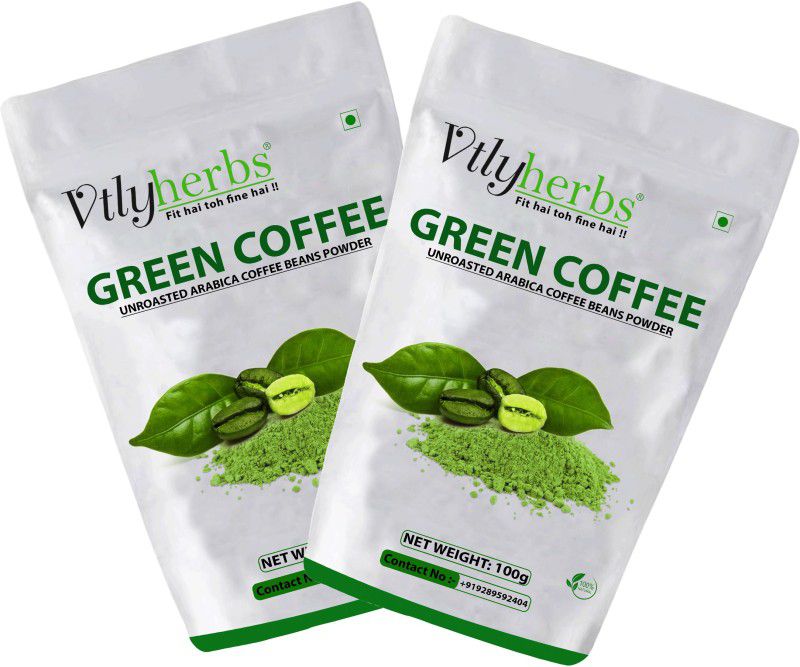 Vtlyherbs 100% Pure Arabica Green Coffee Beans Powder (100 gm) (Pack of 2) Instant Coffee (2 x 100 g) Instant Coffee  (2 x 100 g, Green Coffee Flavoured)