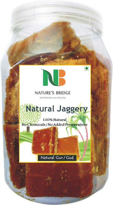 Nature's Bridge Pure Natural Jaggery Jar Pack - 800 Gm / Jaggery Cubes / Gur / Gud / Organic Jaggery / Organic Gur Block Jaggery  (800 g)