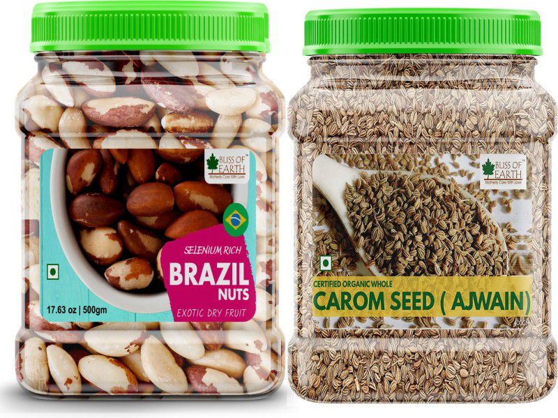 Bliss of Earth Combo Of Healthy Brazil Nuts Selenium Rich Super Nut (500gm) And Organic Carom Seed (400gm) Pack Of 2 Combo  (500 gm, 400 gm)