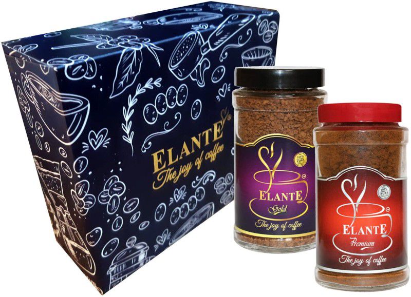 Elante Combo Gift Box - Premium and Gold Instant Coffee  (2 x 50 g, Pure Flavoured)