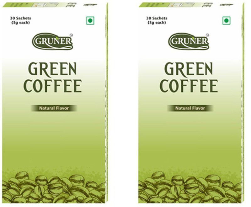 Gruner Natural Unroasted Green Coffee Powder (Combo 2 Pack) Instant Coffee (2 x 90 g) Instant Coffee  (2 x 90 g)