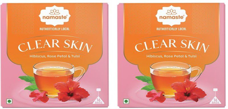 Namaste Chai Tulsi Hibiscus and Mint with Natural Herbs Tea Herbal Tea Box  (2 x 16 Sachets)