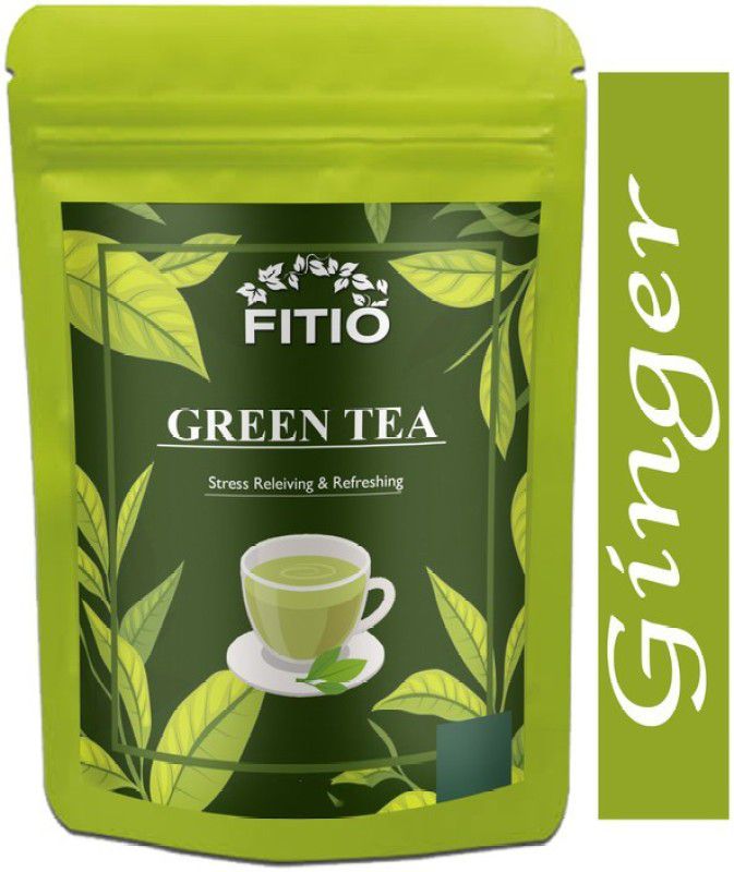FITIO Green Tea for Weight Loss | 100% Natural Green Loose Leaf Tea | Ginger Flavor Green Tea Pouch Ultra (T428) Green Tea Pouch  (200 g)