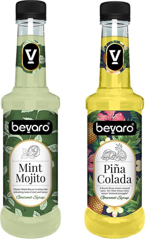 Bevaro Mint Mojito Syrup and Pina Colada Syrup Combo, 300ml each Pina Colada + Mint Mojito  (600 ml, Pack of 2)