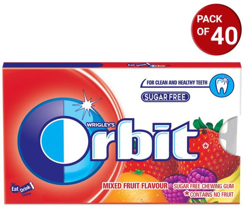 Orbit Mixed Fruit Flavoured Sugar Free Chewing Gum, 8.8g (Pack of 40) Mixed Fruit Chewing Gum  (40 x 8.12 g)