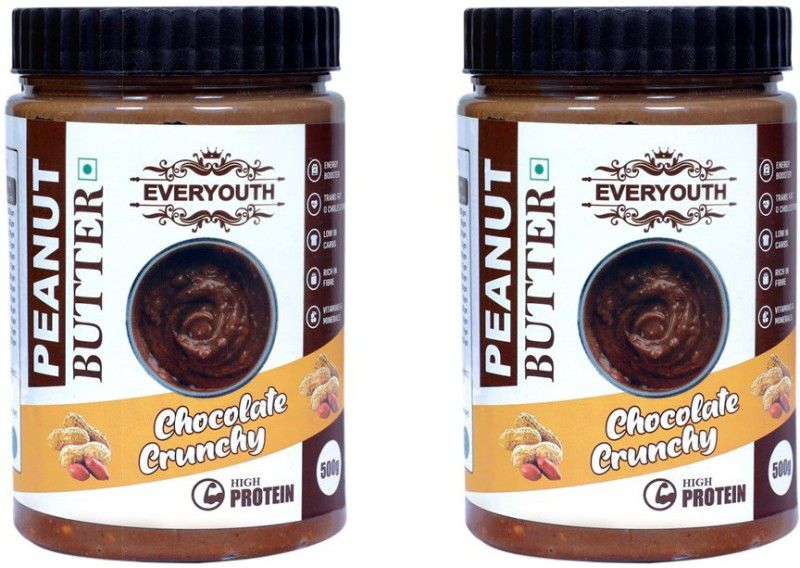 everyouth Peanut Butter Chocolate Crunchy|26g Protein | Non GMO |Zero Cholesterol| 1000 g  (Pack of 2)