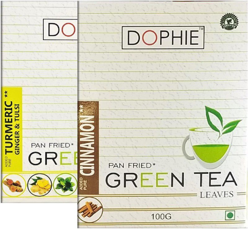 dophie Turmeric Ginger Tulsi green tea , Cinnamon with Green tea leaves [COMBO PACK-2]Great Source of Vitamins, Minerals, Antioxidants and Immunity support (100gm Each) Herbs Green Tea Box  (2 x 100 g)